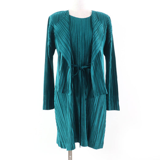 Great PLEATS PLEASE ensemble Jacket Sleeveless dress green PP51-JO128 PP51-JH125