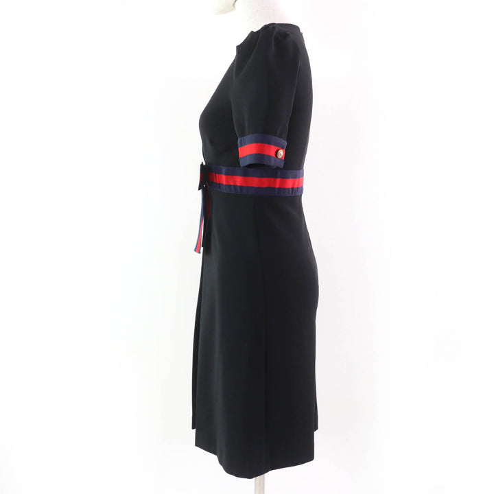 Excellent GUCCI one piece Jersey V-neck Dress with Interlocking G Pearl black XS