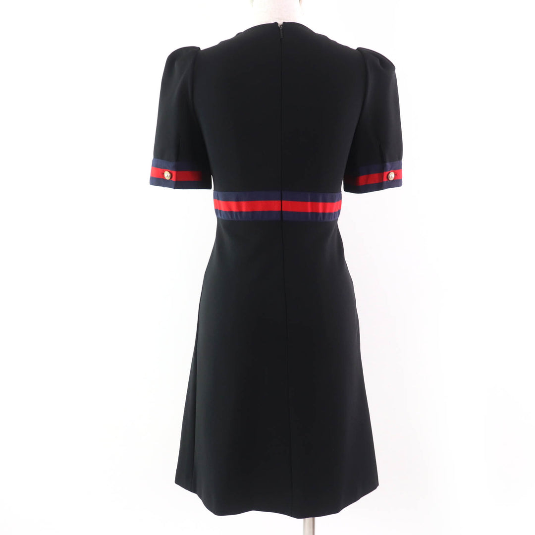 Excellent GUCCI one piece Jersey V-neck Dress with Interlocking G Pearl black XS