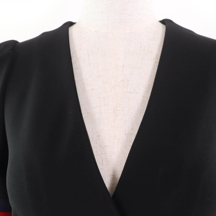 Excellent GUCCI one piece Jersey V-neck Dress with Interlocking G Pearl black XS