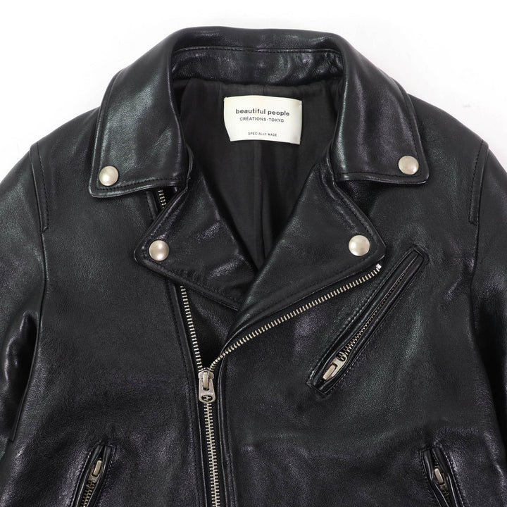 Great beautiful people Leather jacket Lamb leather black Sheep leather Kids 1735402411