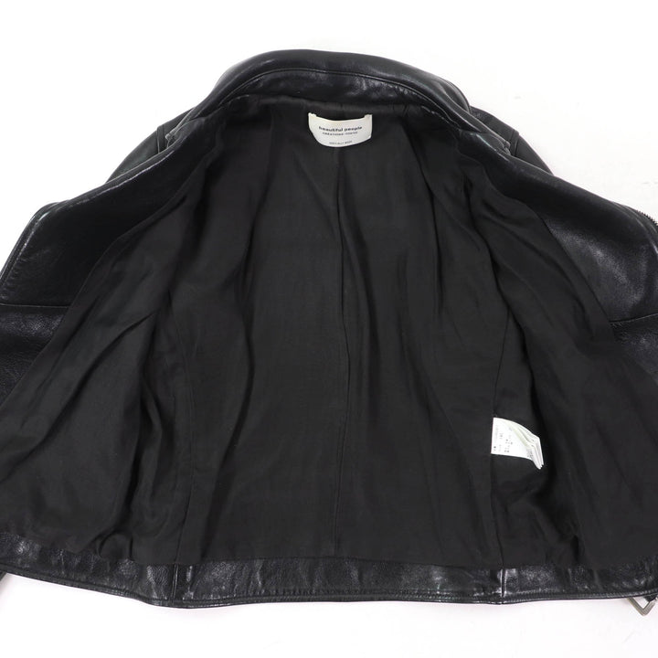 Great beautiful people Leather jacket Lamb leather black Sheep leather Kids 1735402411