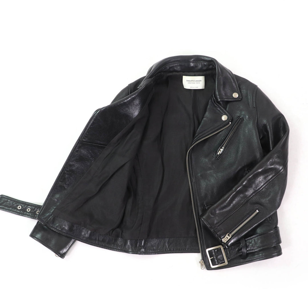 Great beautiful people Leather jacket Lamb leather black Sheep leather Kids 1735402411