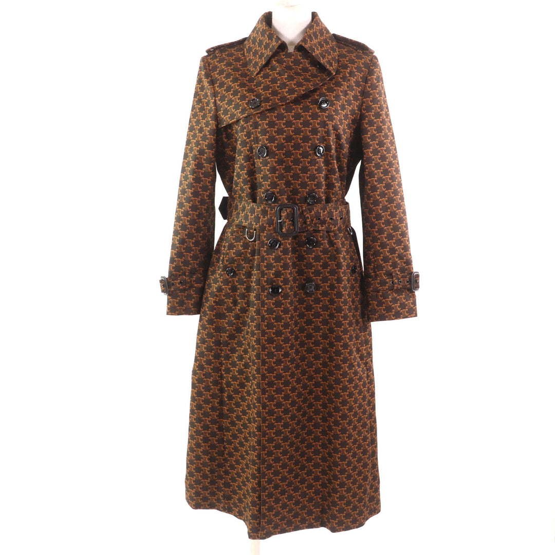CELINE trench coat TriomphePattern Brown cotton Women 40 2M398267M