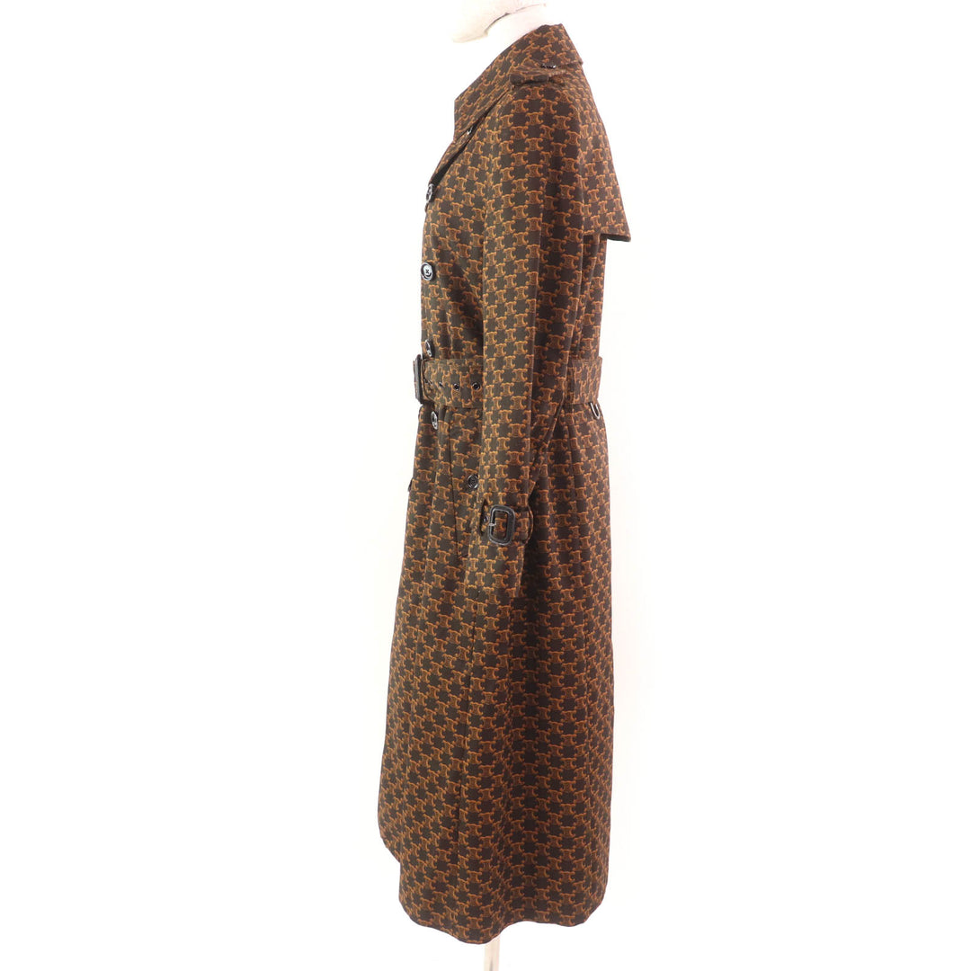 CELINE trench coat TriomphePattern Brown cotton Women 40 2M398267M