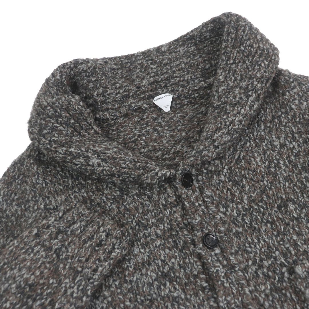 Excellent BOTTEGAVENETA cardigan shawl collar knit Brown alpaca mens M 761631