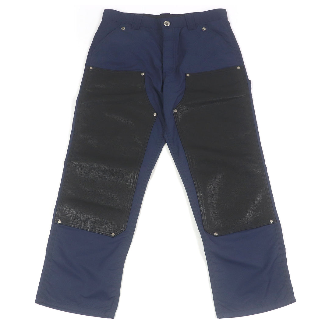 CHROME HEARTS Pants Leather switching carpenter long blue Nylon mens 34