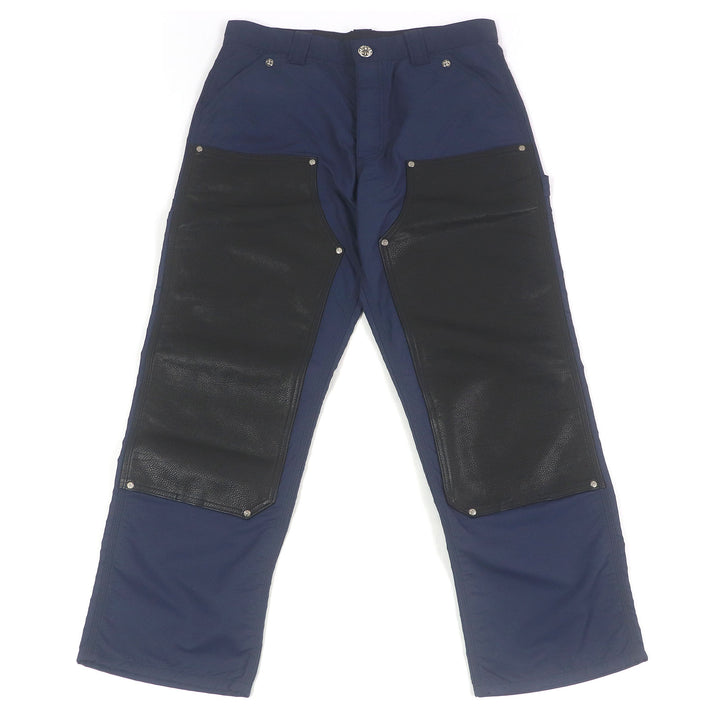 CHROME HEARTS Pants Leather switching carpenter long blue Nylon mens 34