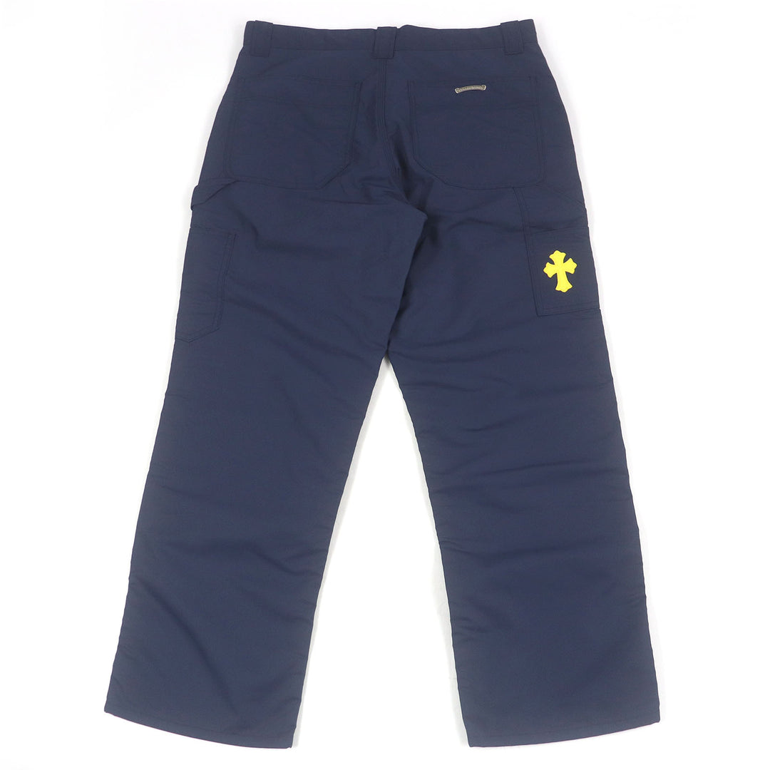 CHROME HEARTS Pants Leather switching carpenter long blue Nylon mens 34