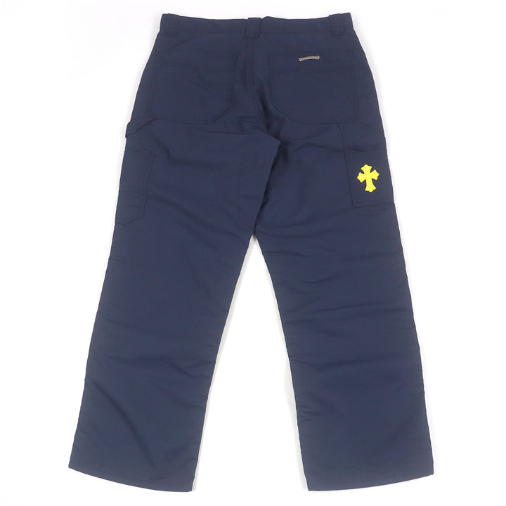 CHROME HEARTS Pants Leather switching carpenter long blue Nylon mens 34
