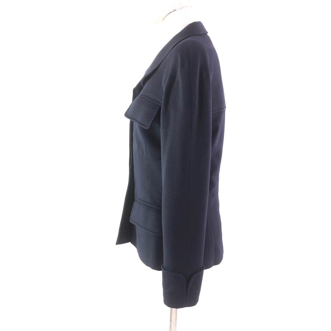Excellent CHANEL Jacket COCO Mark button included Dark navy cashmere Women 38 98A P12245