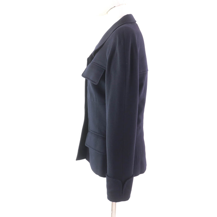 Excellent CHANEL Jacket COCO Mark button included Dark navy cashmere Women 38 98A P12245