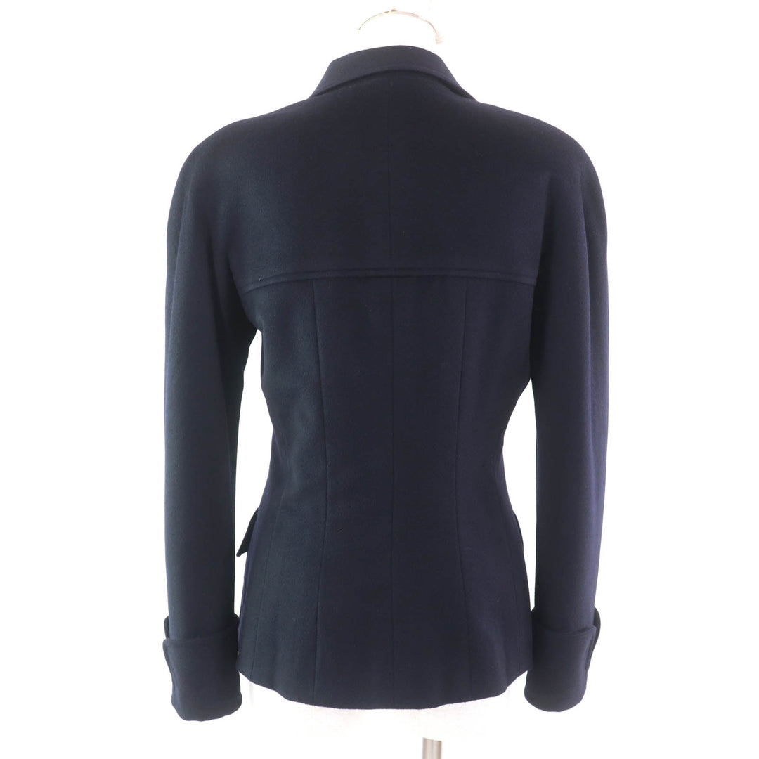 Excellent CHANEL Jacket COCO Mark button included Dark navy cashmere Women 38
