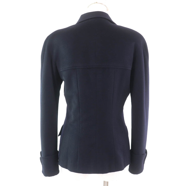 Excellent CHANEL Jacket COCO Mark button included Dark navy cashmere Women 38