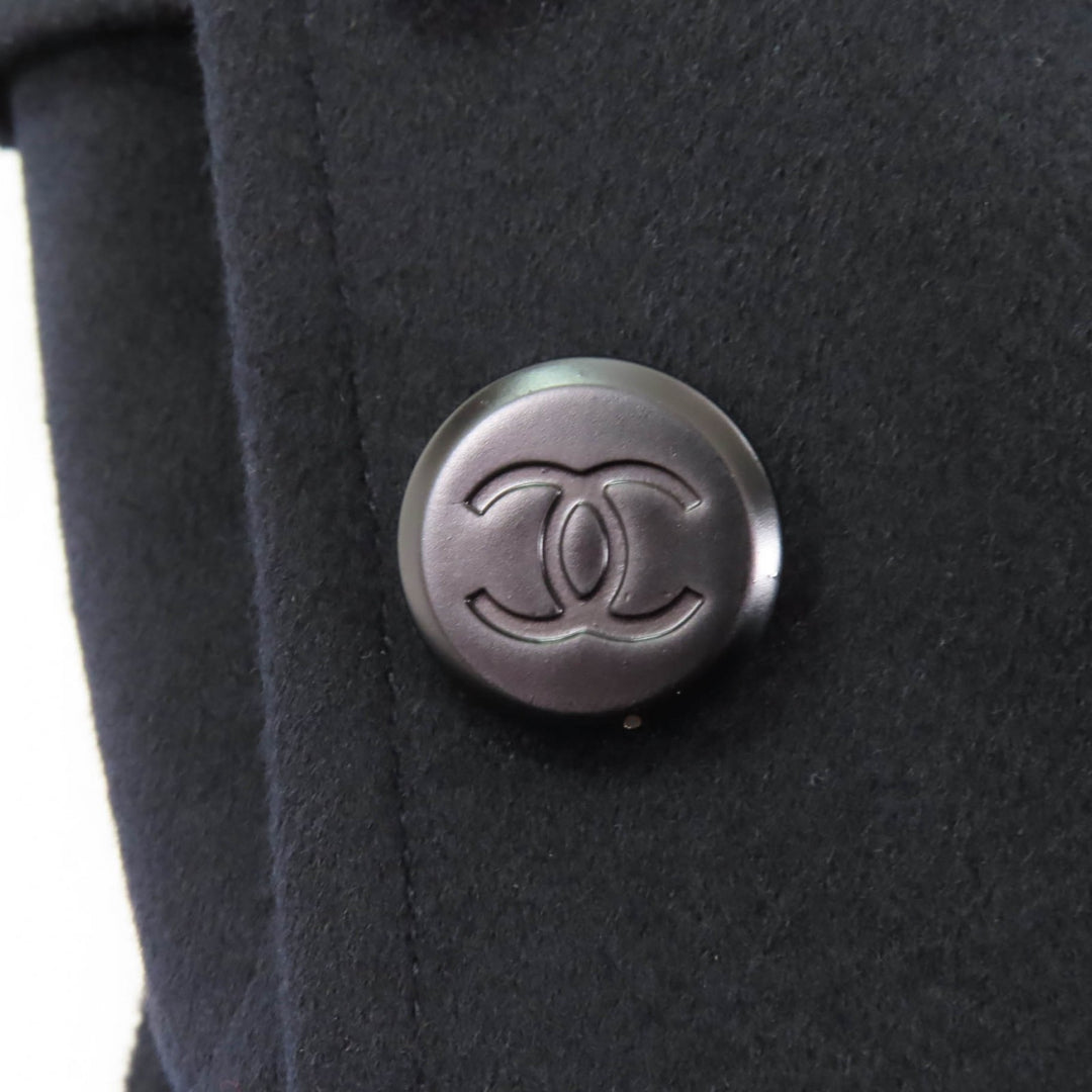 Excellent CHANEL Jacket COCO Mark button included Dark navy cashmere Women 38 98A P12245
