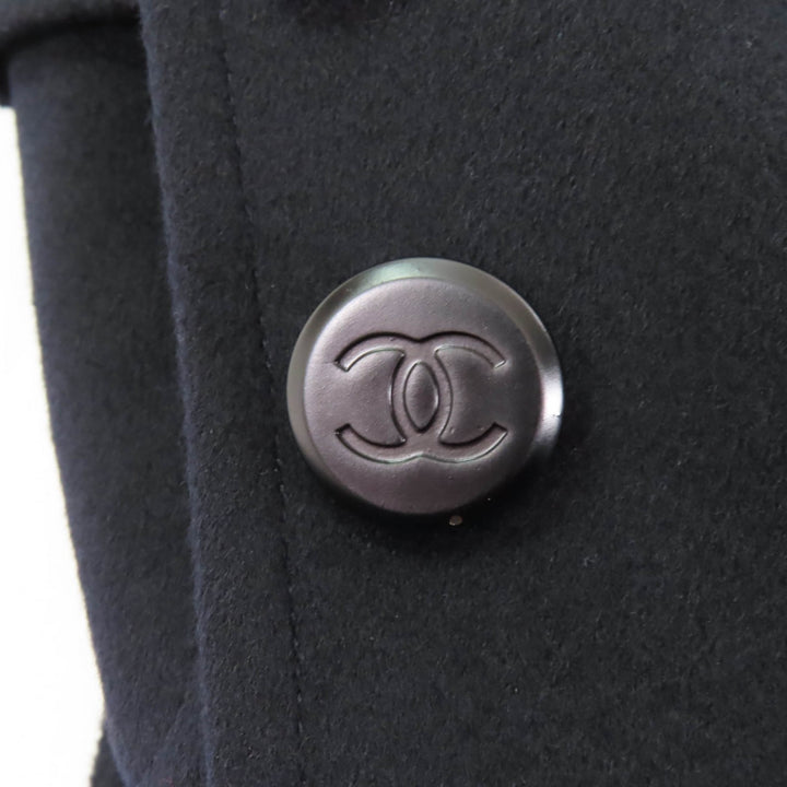 Excellent CHANEL Jacket COCO Mark button included Dark navy cashmere Women 38