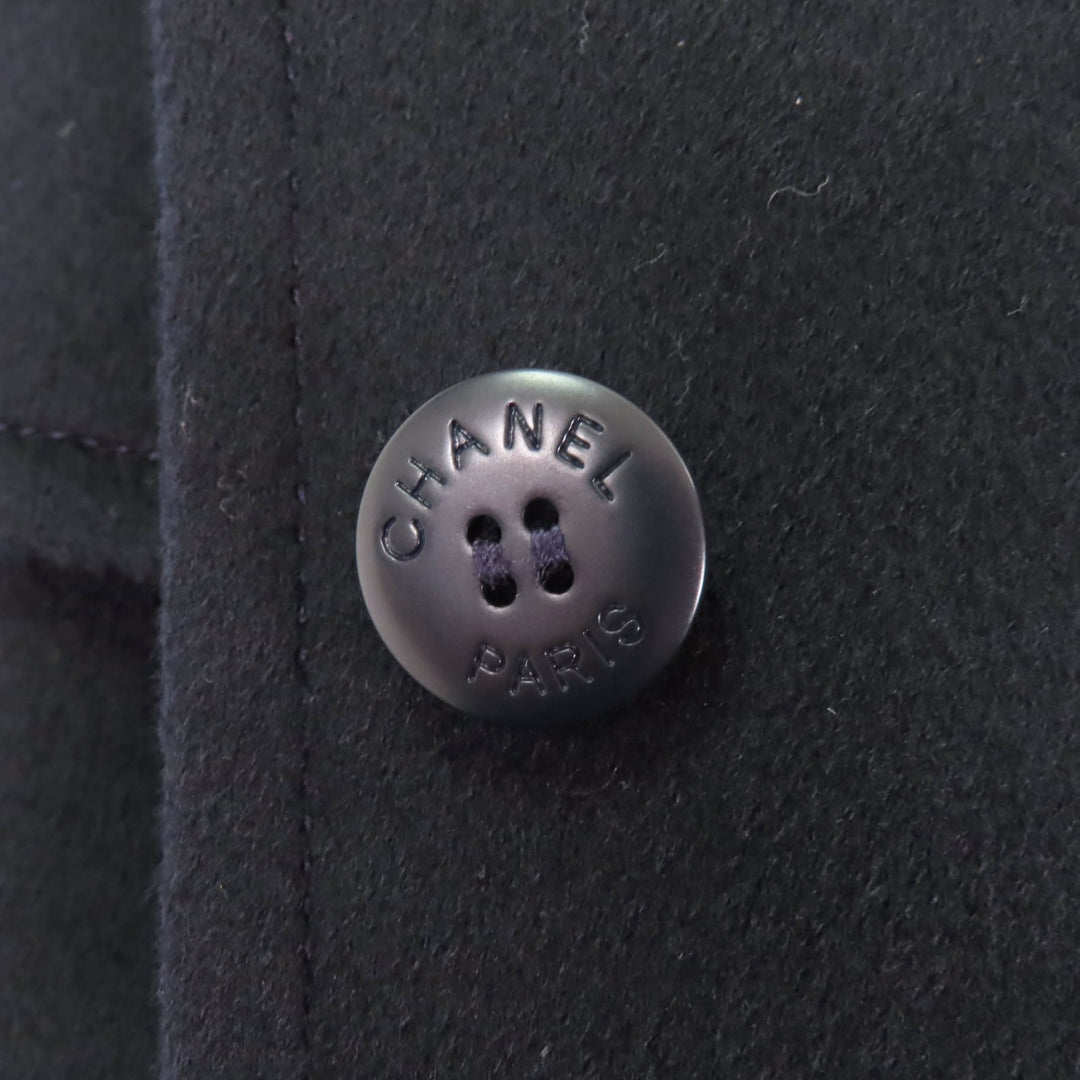 Excellent CHANEL Jacket COCO Mark button included Dark navy cashmere Women 38 98A P12245