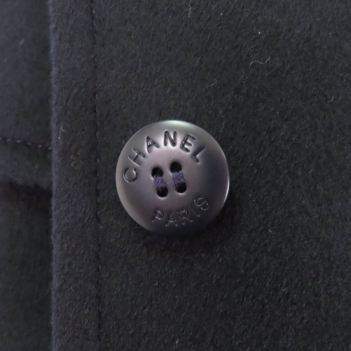 Excellent CHANEL Jacket COCO Mark button included Dark navy cashmere Women 38