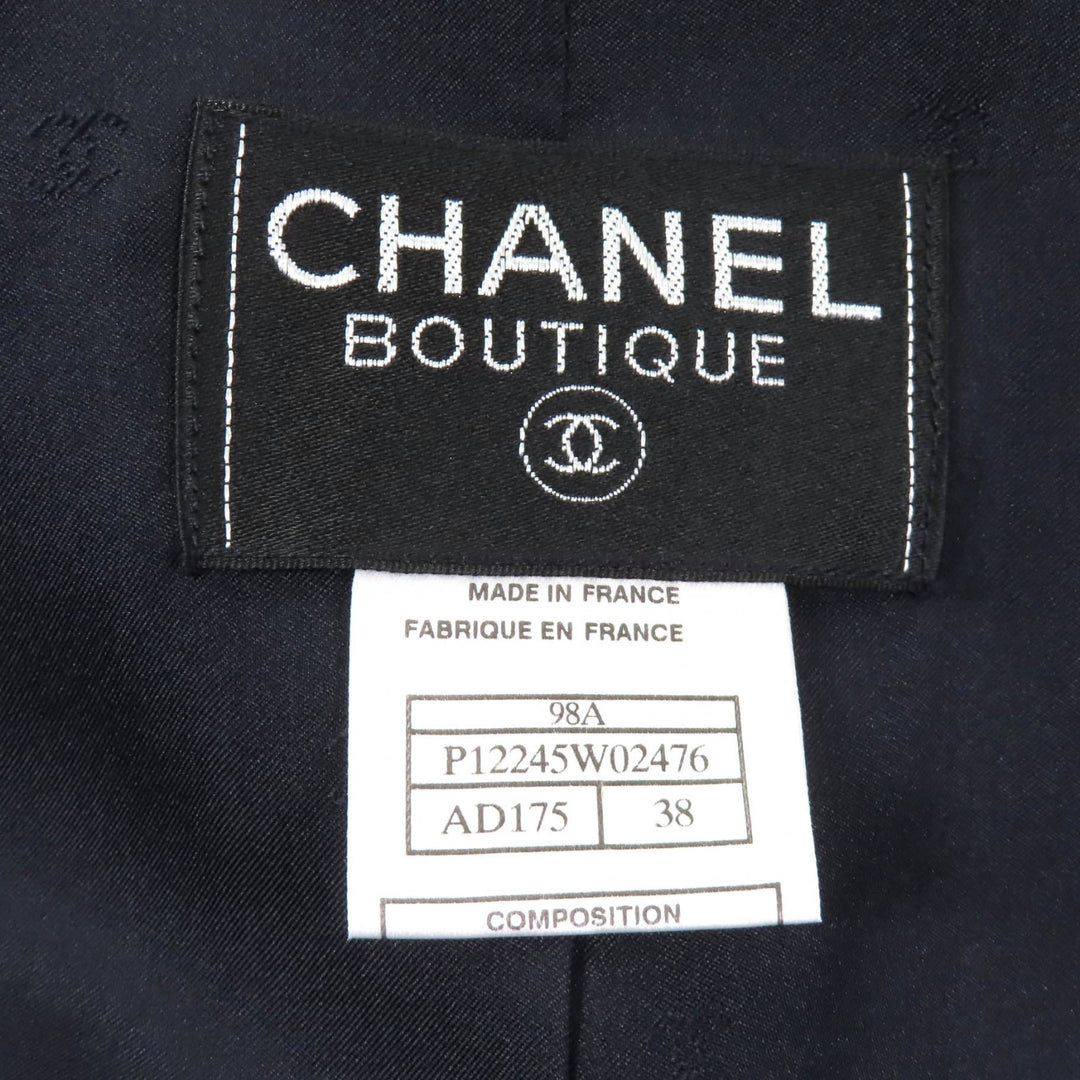 Excellent CHANEL Jacket COCO Mark button included Dark navy cashmere Women 38 98A P12245