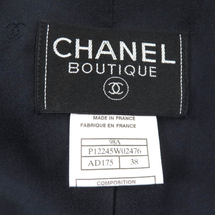 Excellent CHANEL Jacket COCO Mark button included Dark navy cashmere Women 38 98A P12245