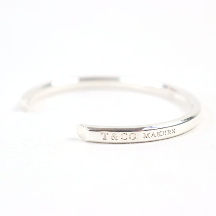 Great TIFFANY&Co. Bangle Narrow logo engraving Silver AG925 men