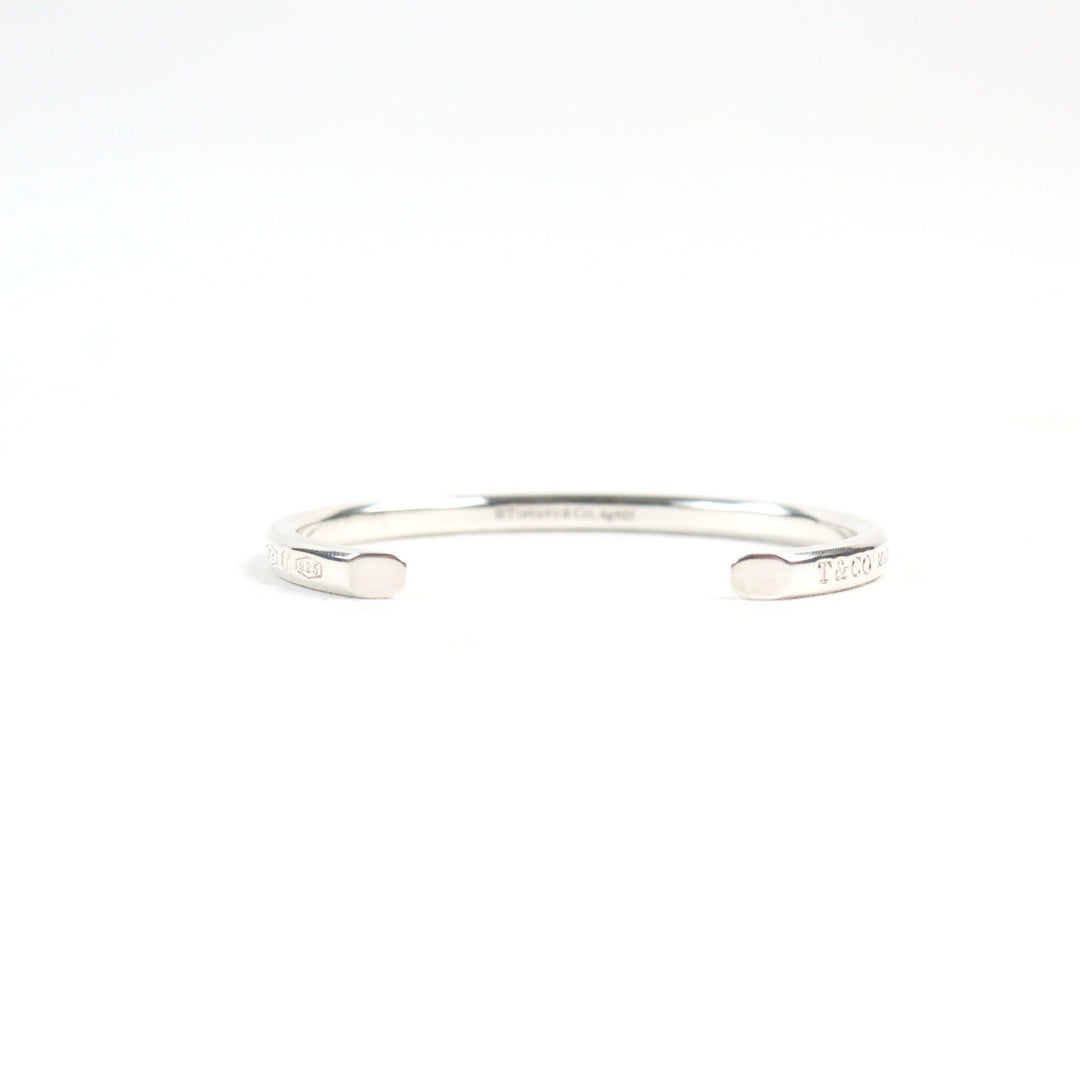 Great TIFFANY&Co. Bangle Narrow logo engraving Silver AG925 men