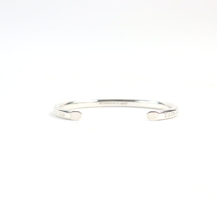 Great TIFFANY&Co. Bangle Narrow logo engraving Silver AG925 men