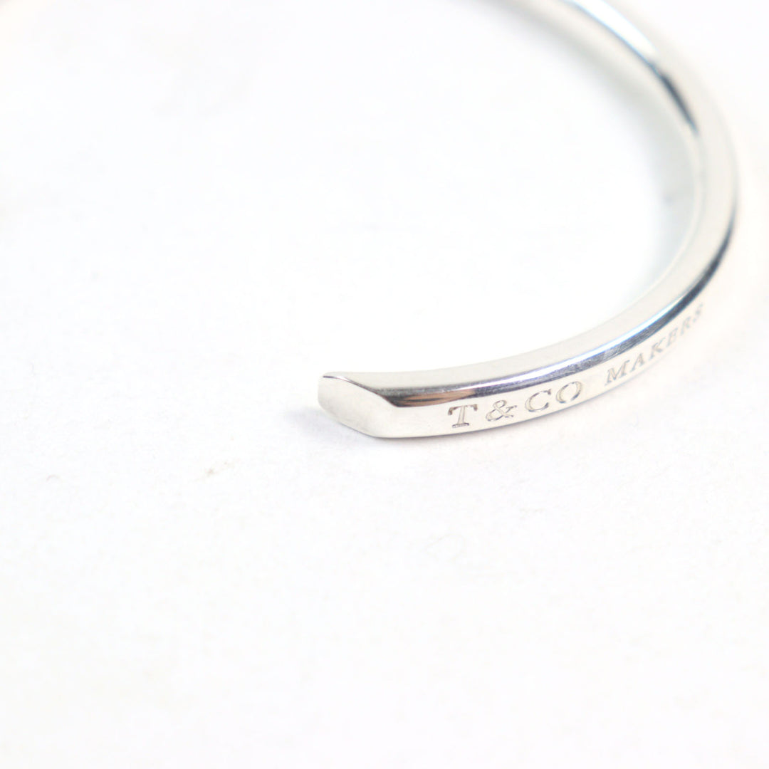 Great TIFFANY&Co. Bangle Narrow logo engraving Silver AG925 men