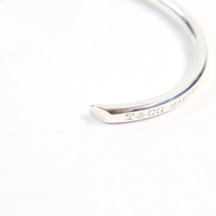 Great TIFFANY&Co. Bangle Narrow logo engraving Silver AG925 men