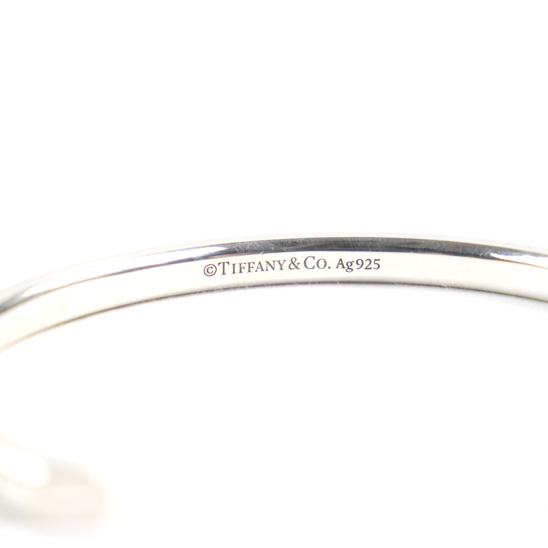 Great TIFFANY&Co. Bangle Narrow logo engraving Silver AG925 men