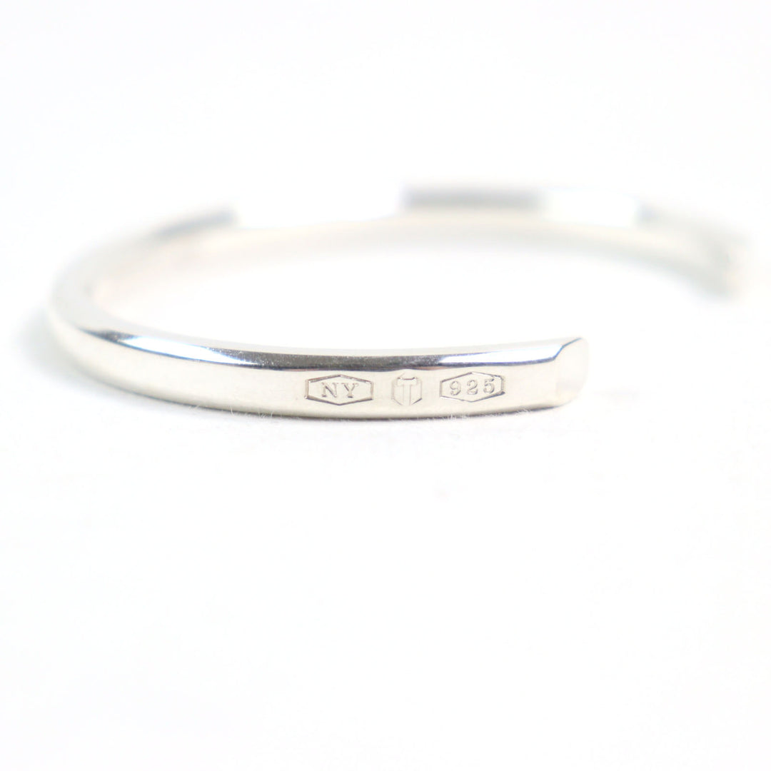 Great TIFFANY&Co. Bangle Narrow logo engraving Silver AG925 men