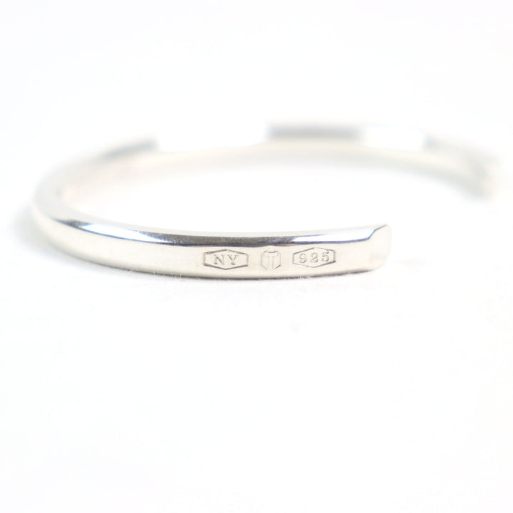 Great TIFFANY&Co. Bangle Narrow logo engraving Silver AG925 men