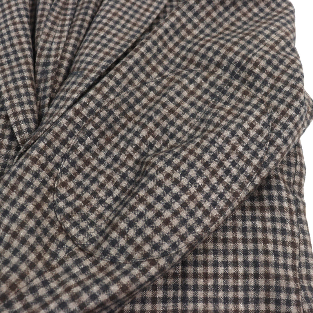 Excellent Salvatore Ferragamo tailored jacket Logo button elbow patch single Check Pattern