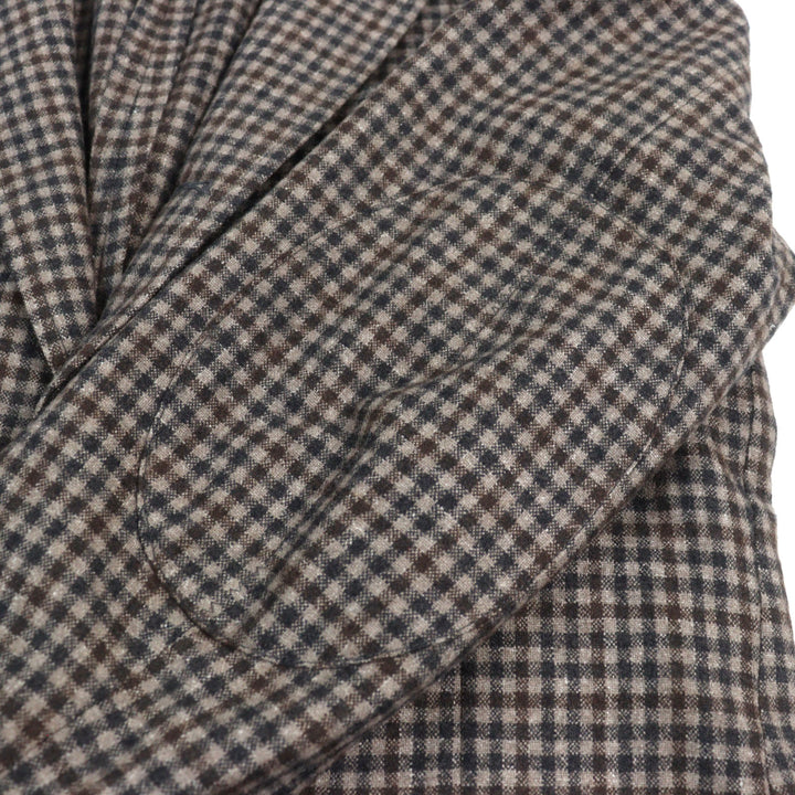 Excellent Salvatore Ferragamo tailored jacket Logo button elbow patch single Check Pattern