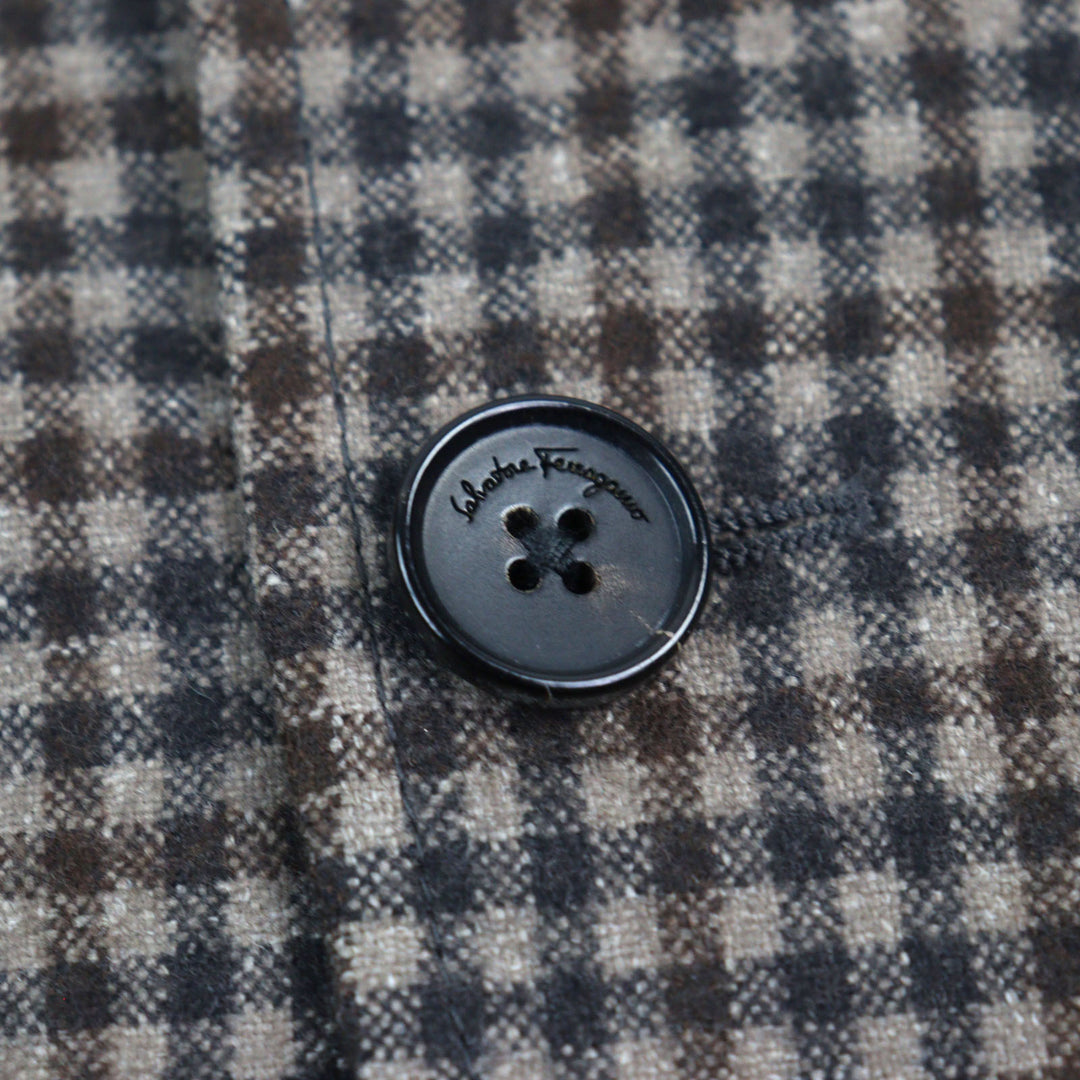 Excellent Salvatore Ferragamo tailored jacket Logo button elbow patch single Check Pattern