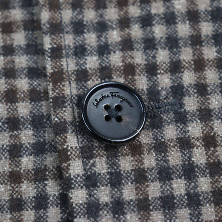 Excellent Salvatore Ferragamo tailored jacket Logo button elbow patch single Check Pattern