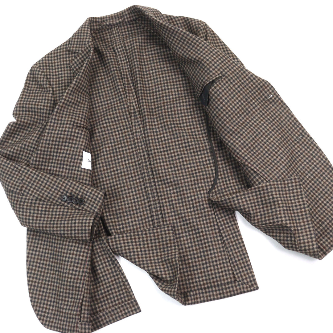 Excellent Salvatore Ferragamo tailored jacket Logo button elbow patch single Check Pattern