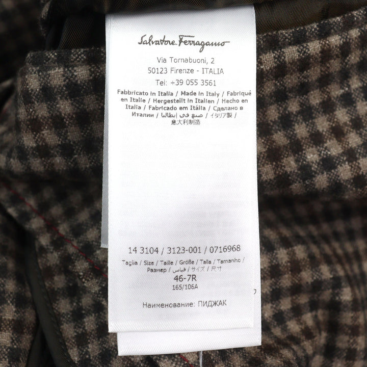 Excellent Salvatore Ferragamo jacket elbow patch single Check Pattern