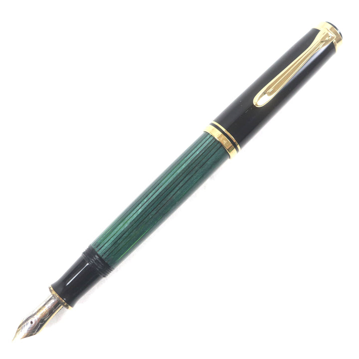 Great PERIKAN fountain pen Sovereign Striped Pattern Green Black Gold 14K M400