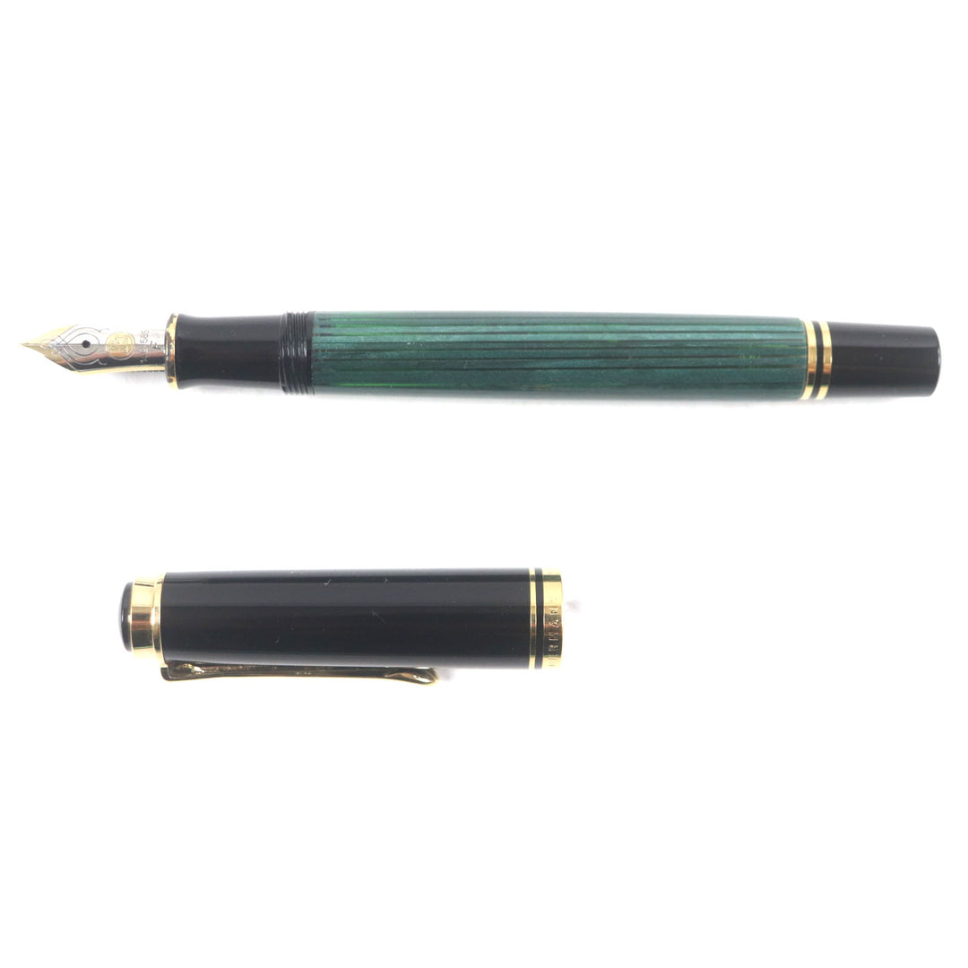 Great PERIKAN fountain pen Sovereign Striped Pattern Green Black Gold 14K M400