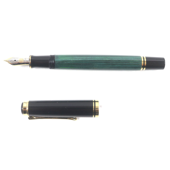 Great PERIKAN fountain pen Sovereign Striped Pattern Green Black Gold 14K M400