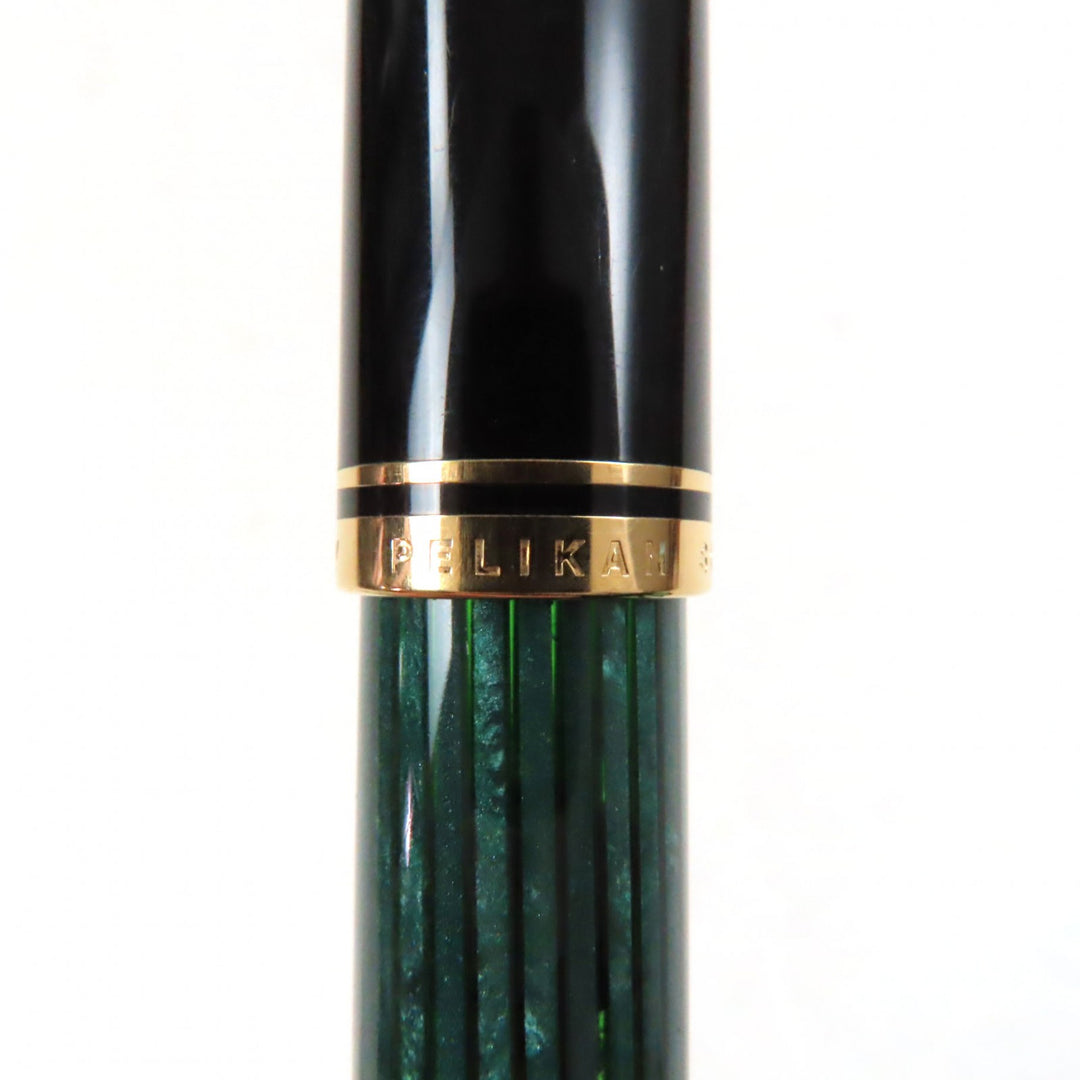 Great PERIKAN fountain pen Sovereign Striped Pattern Green Black Gold 14K M400