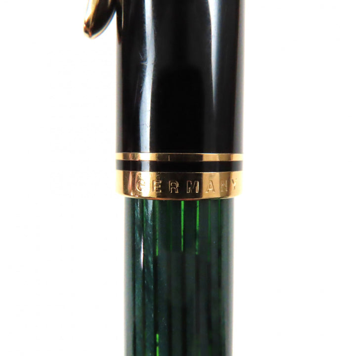 Great PERIKAN fountain pen Sovereign Striped Pattern Green Black Gold 14K M400