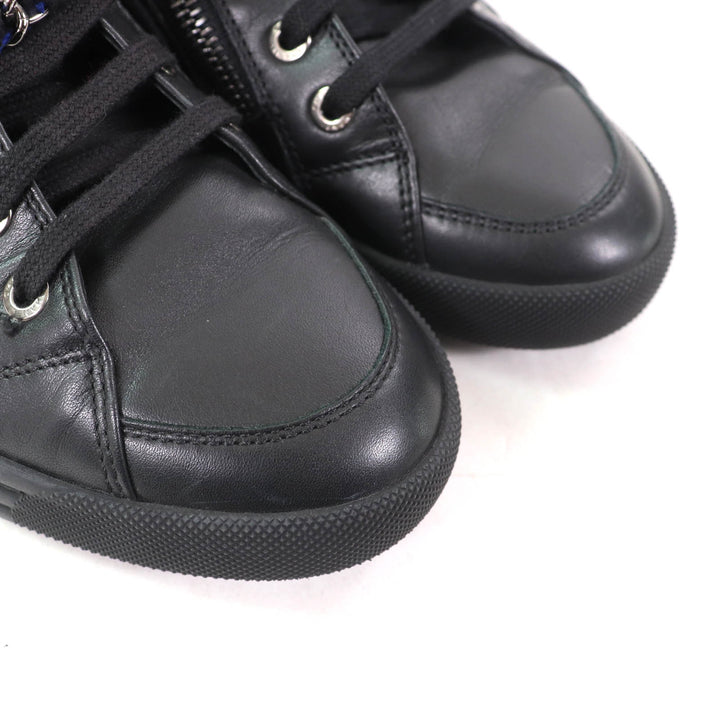 Great CHANEL High cut sneakers Black blue leather Women 35 G31316