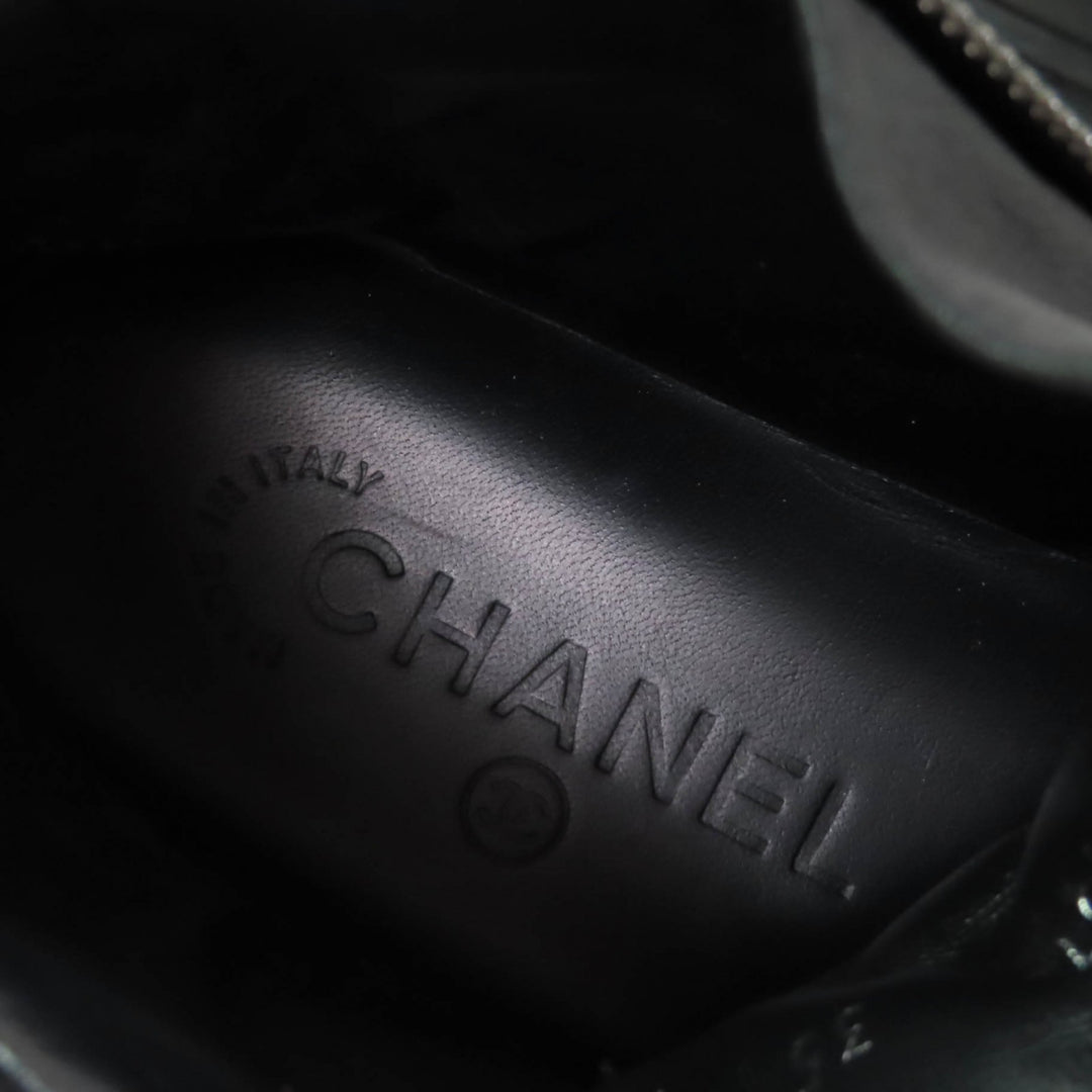 Great CHANEL High cut sneakers Black blue leather Women 35 G31316