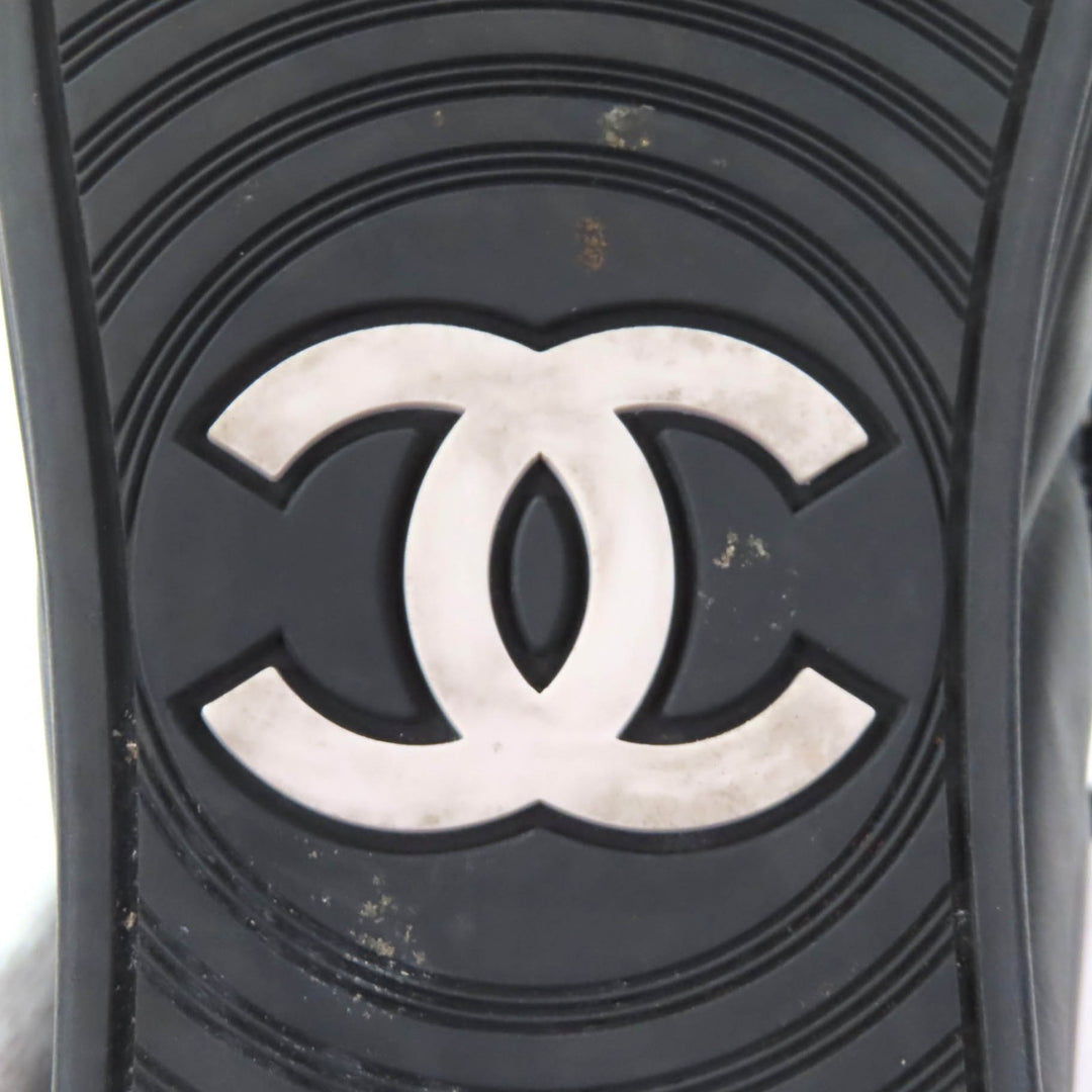 Great CHANEL High cut sneakers Black blue leather Women 35 G31316