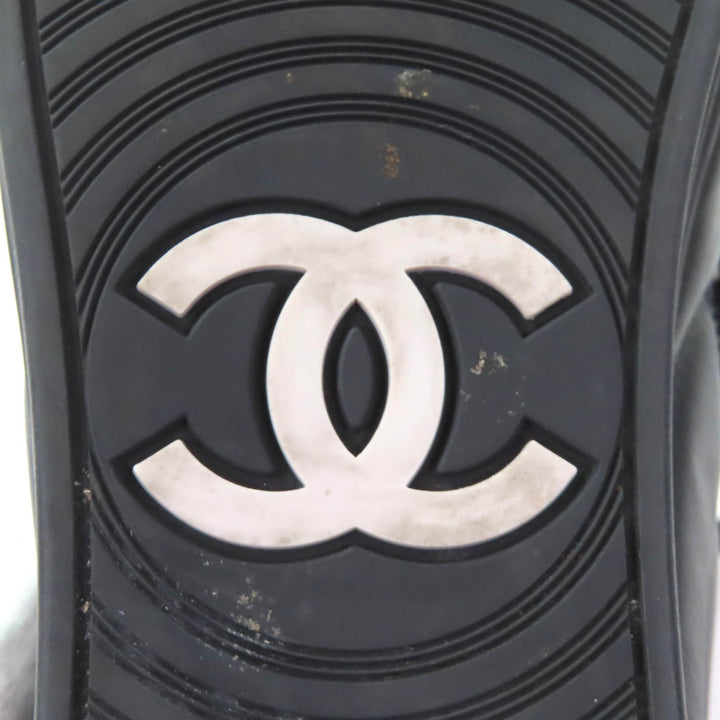 Great CHANEL High cut sneakers Black blue leather Women 35 G31316
