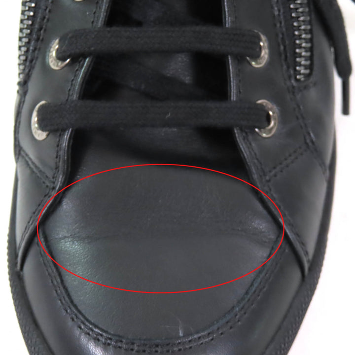 Great CHANEL High cut sneakers Black blue leather Women 35 G31316