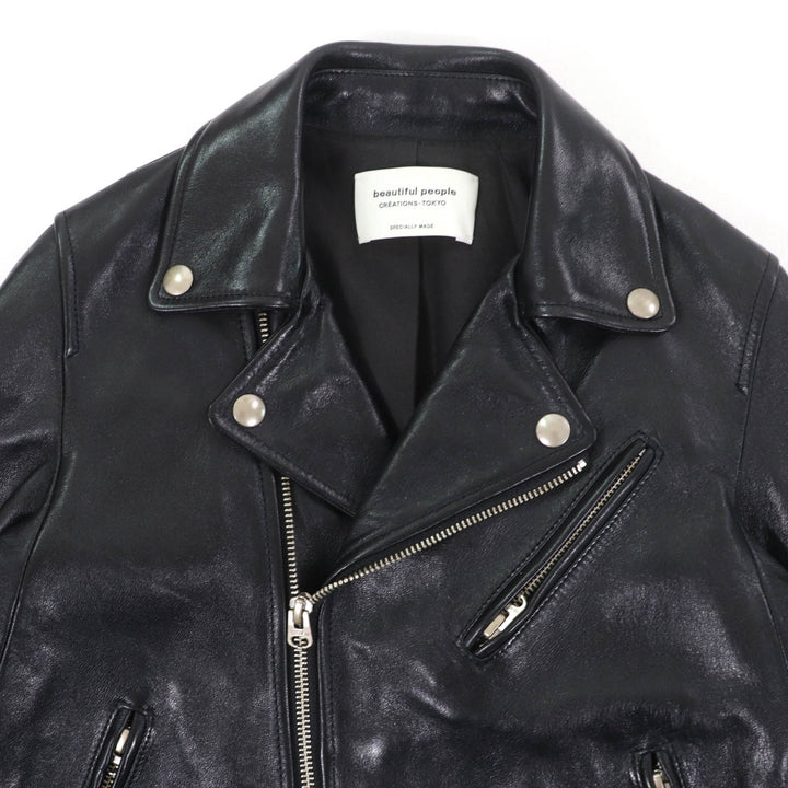 Great beautiful people Leather jacket Lamb leather black Sheep leather Kids 1825402411