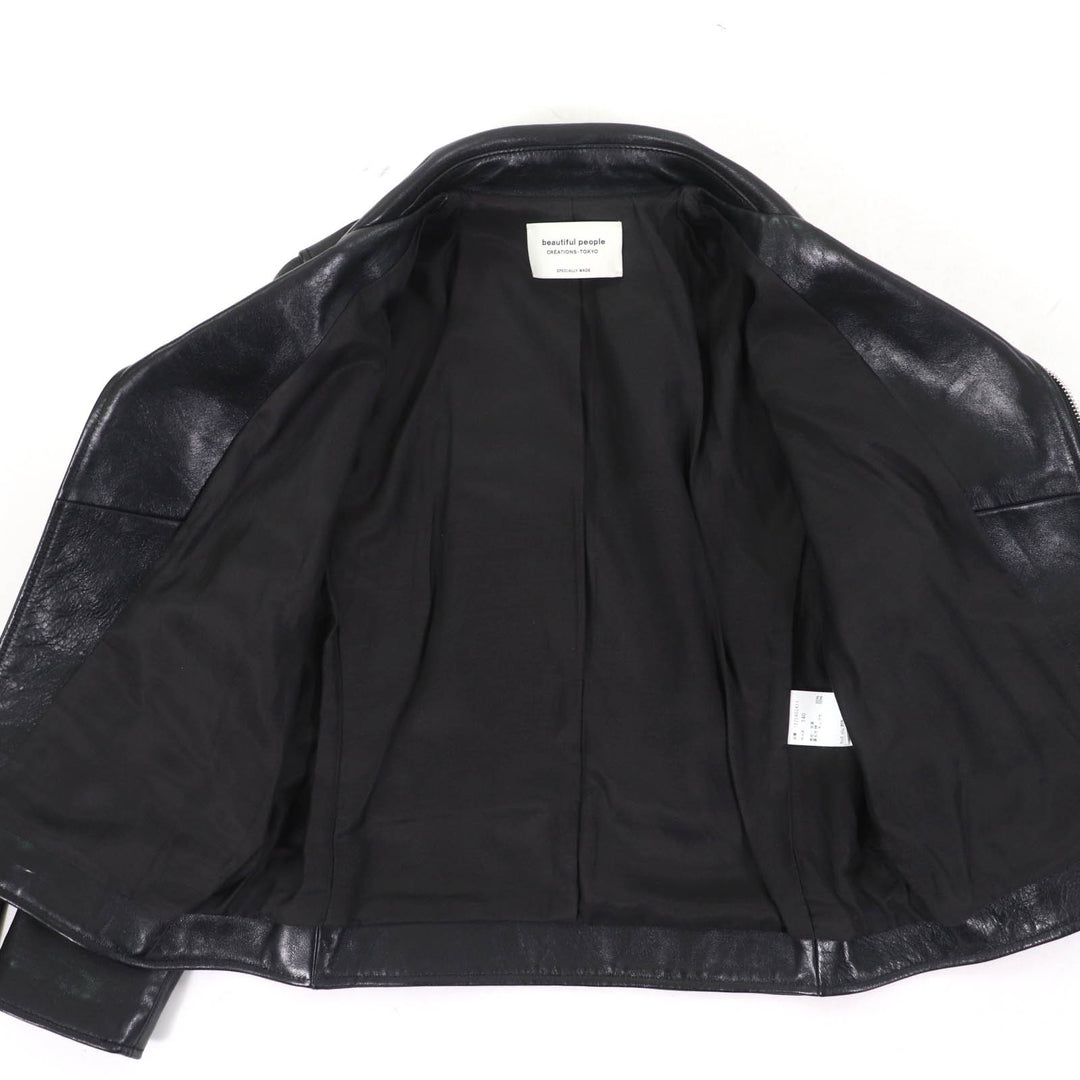 Great beautiful people Leather jacket Lamb leather black Sheep leather Kids 1825402411